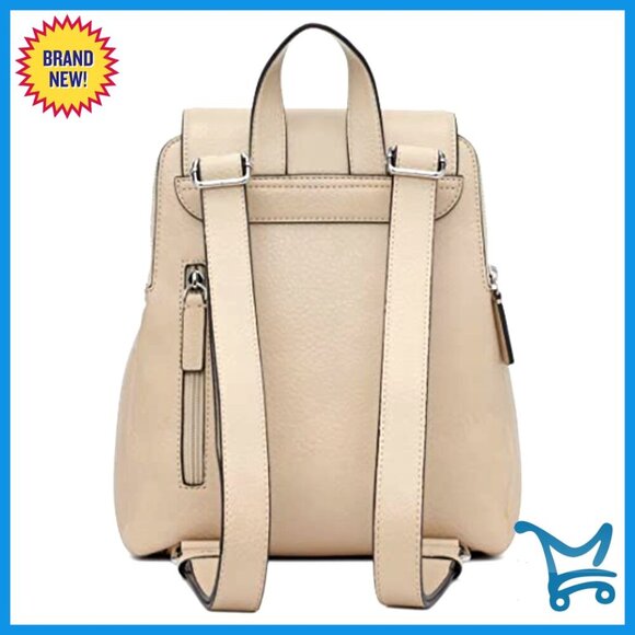 Lamb Leather Flap Backpack with Magnetic Closure and Interior Pocket